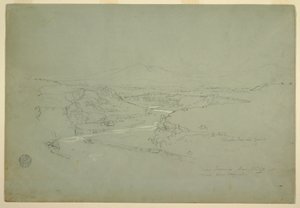 Valle con un torrente serpeggiante che attraversa un altopiano montano vicino a Tacunga e San Miguel